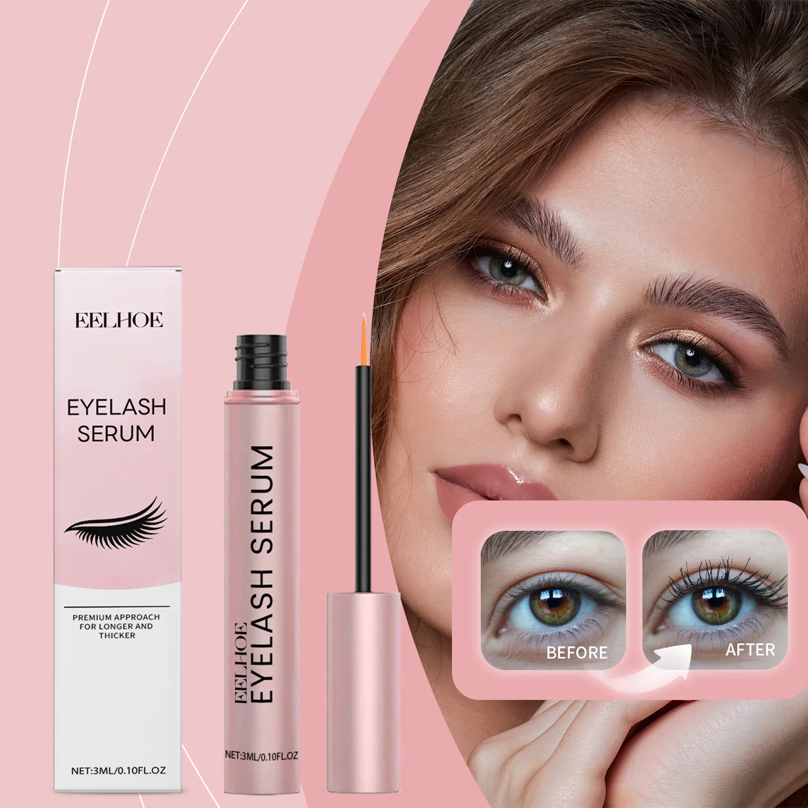 Eyelash Eyebrow Boost Growth Serum Eye Care Lengthening Hair Eyebrow Fast Liquid Essential Makeup Enhancer Thick & Curly Lashes