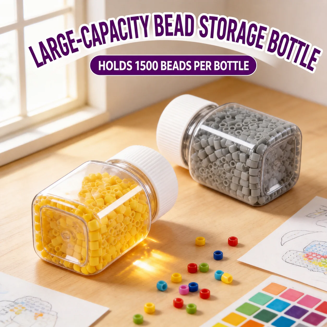 Diy Craft Beads Storage Bottle Airtight Pet Storage Bottle Small Container Leakproof Square Storage Bottle For Home Organization