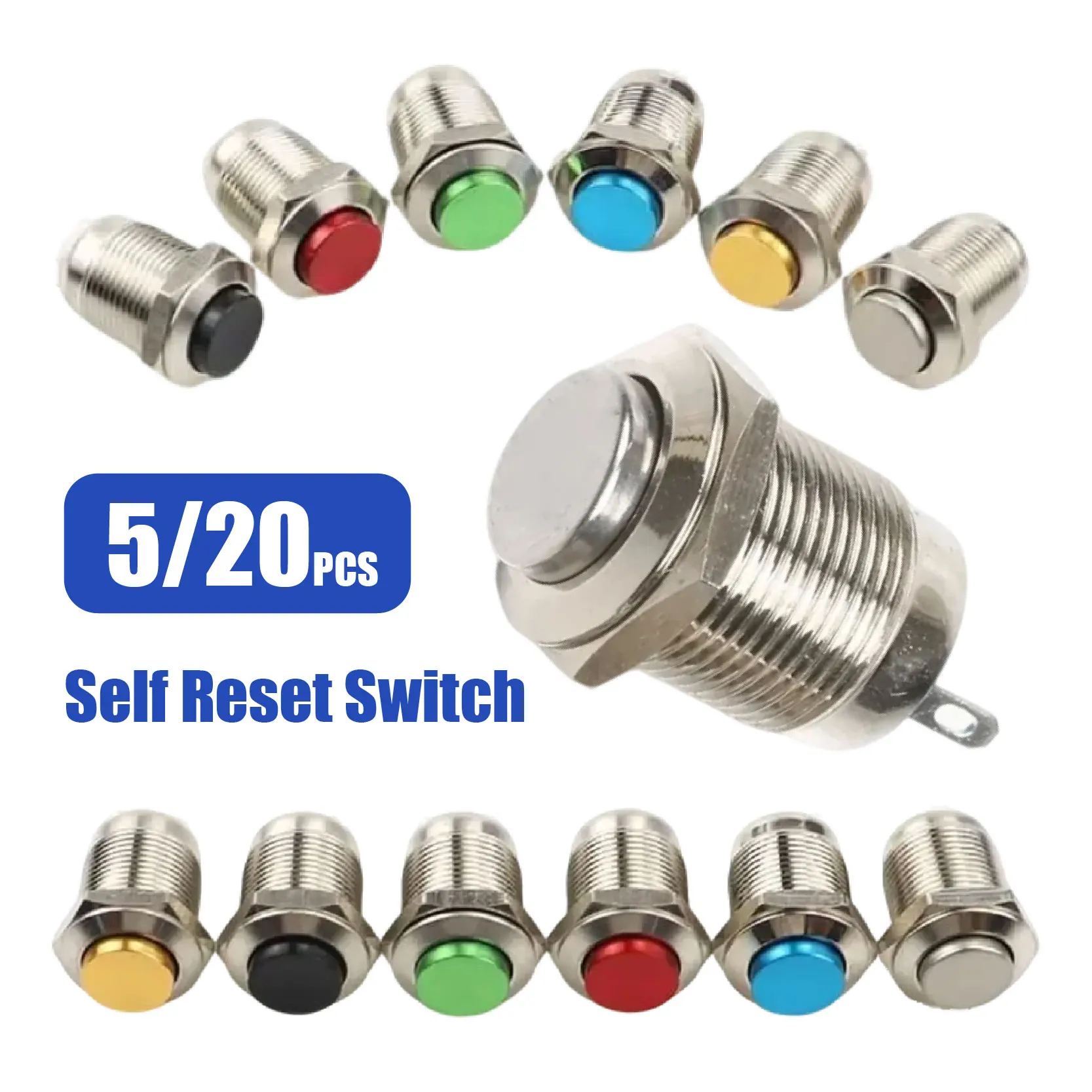 12mm Metal Button Switch Waterproof 1NO High Head Momentary Suitable for Doorbells Car Start Horns Computer Automatic Reset