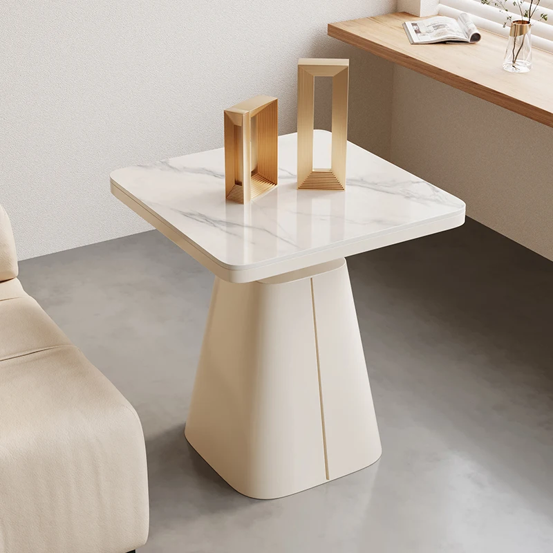 الأثاث أريكة طاولة القهوة الجانبية الخفيفة الفاخرة عالية الشعور مربع لوح الصخور الزاوية عدد قليل من الرياح الكريمية لغرفة المعيشة #3