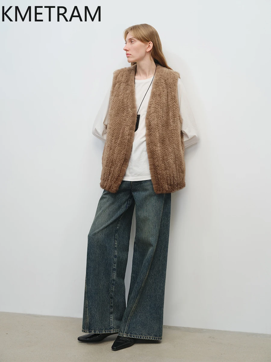 Natural Mink Fur Vest Women High Quality Sleeveless Woven Fur Coat Woman Winter Clothes 2025 New in Outerwears шуба женская