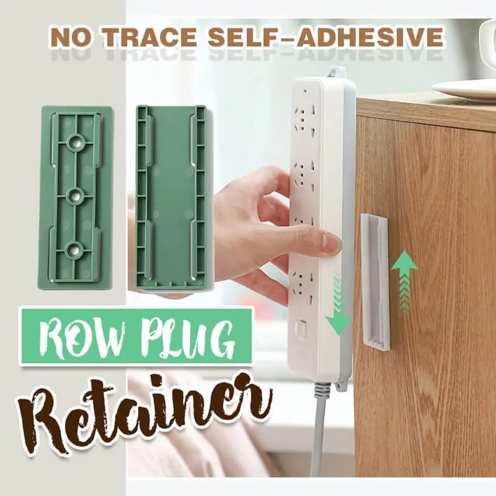 No Trace Self-Adhesive Raw Plug Retainer, Self Adhesive Power Strip Holder, Punch Free Wall Socket Sticker Fixer Slidable