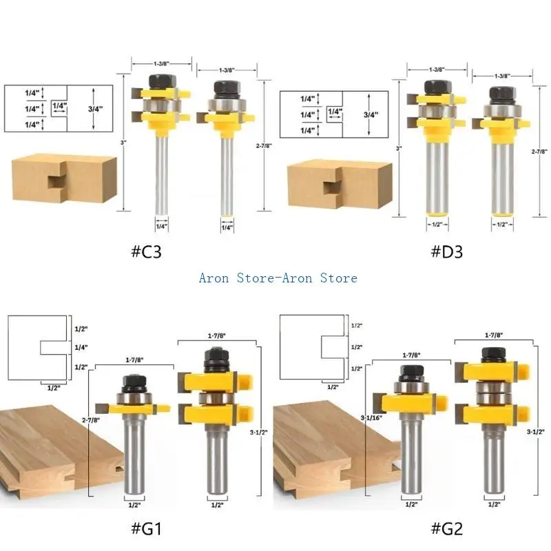 H3CF Langlebige mit Zunge und Grooves Router Bit Set erzielen ein besseres Ergebnis