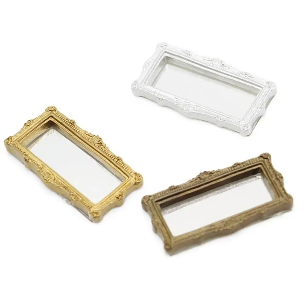 

Pretend Play 1:6/1:12 Doll House Furniture Doll House Accessories Rectangle OB11 Simulation Handle Mirror Metal Border DIY