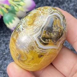 Natural Mineral Healing Crystal Yellow Silk Agate Jasper Play Hand Polished Meditation Chakra Home Decor Reiki