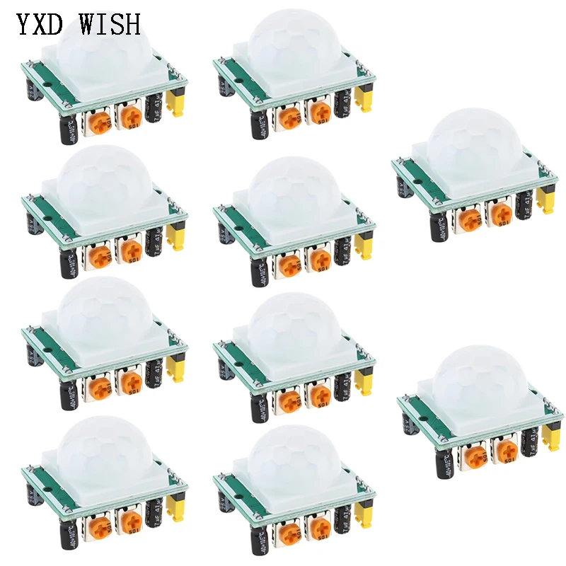 

10 шт. HC-SR501 регулировка ИК-пироэлектрического инфракрасного датчика движения PIR модуль детектора датчика движения модуль детектора HC SR501