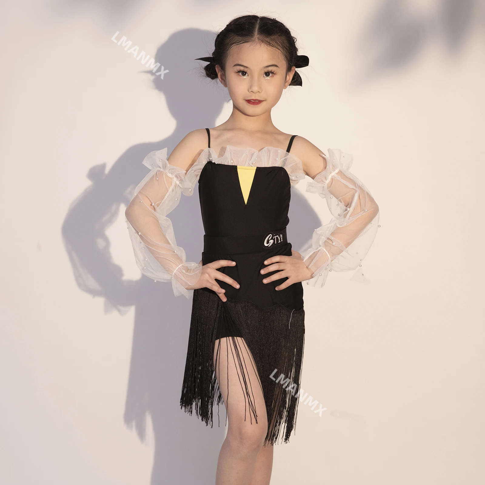 New Latin Dance Dress Set for 2024 Autumn and Winter Girls' Practice and Children's Art Exam Performance Dance Dress Set
