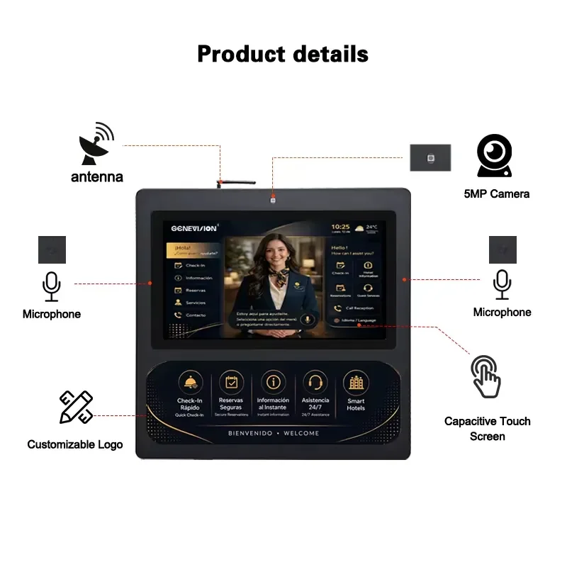 21.5 Inch Wall Mounted LCD Smart Touch Advertising Screen Microphone Waterproof Digital Information Kiosk Poster
