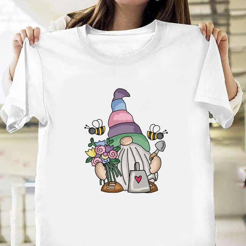 Easter T Shirt Kawaii Bunny Gnome Easter Basekt Eggs TShirt Easter Gift for Kids Cute Cartoon Unisex Tee Oversized T-Shirt