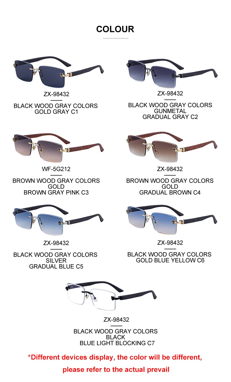 2026 Holzrahmenlose Sonnenbrille für Damen Trendige Retro UV400-Schutz Eckige Sonnenbrille für Herren Markendesign Modische Brille Dropshipping – Detail 14