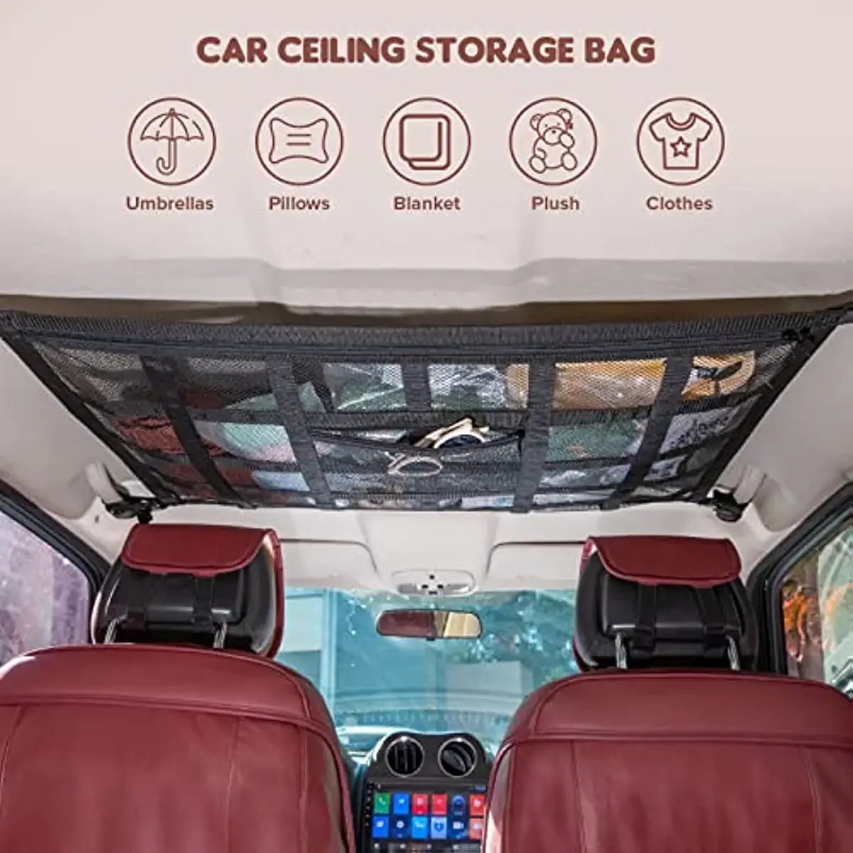 Upgrade Car Ceiling Cargo Net Pocket31.5\