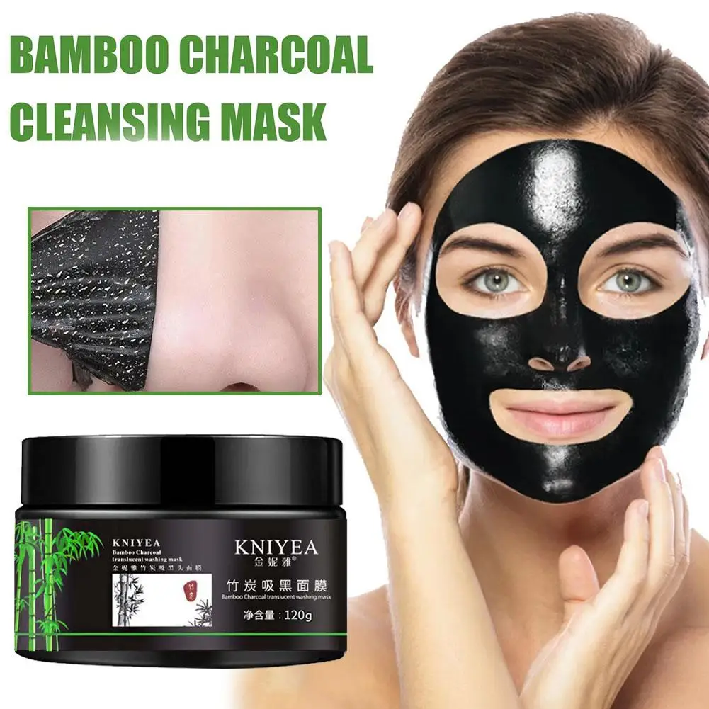 Maschera per la rimozione dei punti neri in bambù maschera per il controllo dell'olio maschera per il fango al carbone Pore Black Off Deep Shrink Peel Cleaning Anti-Acne Face S0U8