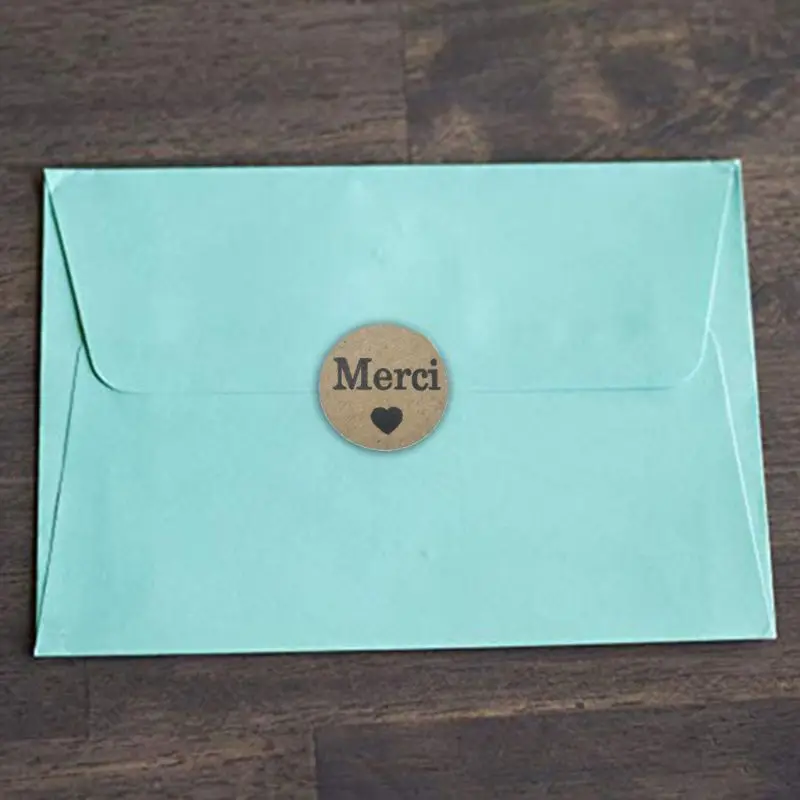 Pcs/Roll Merci Thank You Labels Stickers Round French Grateful Stickers Dropshipping