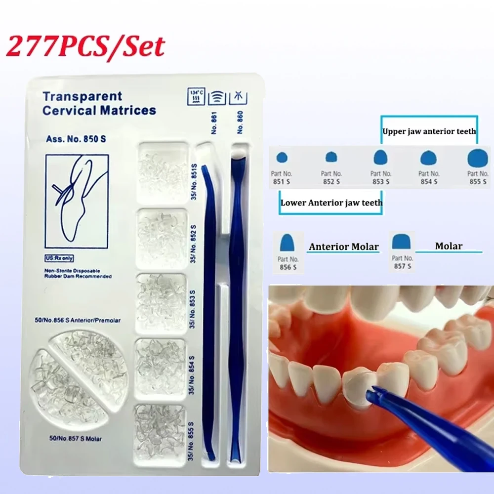

277Pcs/set Dentistry Matrix Cervical Matrices Composite Gingival for Kerr Style Transparent 850S Dentist Tools