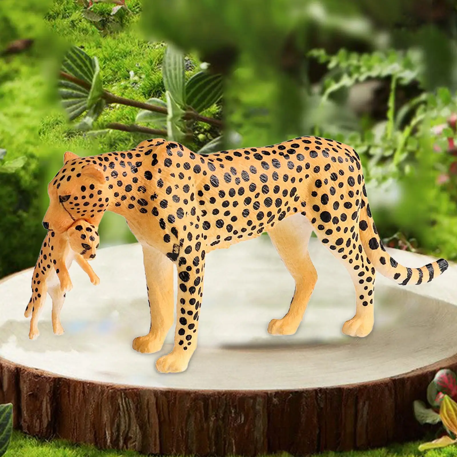 Estatuilla de juguete de leopardo, adorno de modelo de Cheetah Playset, figuras de leopardo, estatua de Animal de Vida Silvestre, adorno para pastel de regalo de vacaciones