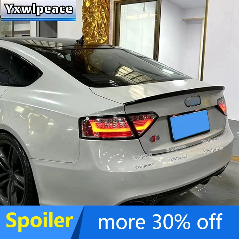 For AUDI A5 S5 RS5 B8 4 Doors 2009 2010 2011 2012 13 14 2015 2016 ABS Glossy Black Carbon Fiber Look Car Rear Trunk Lip Spoiler