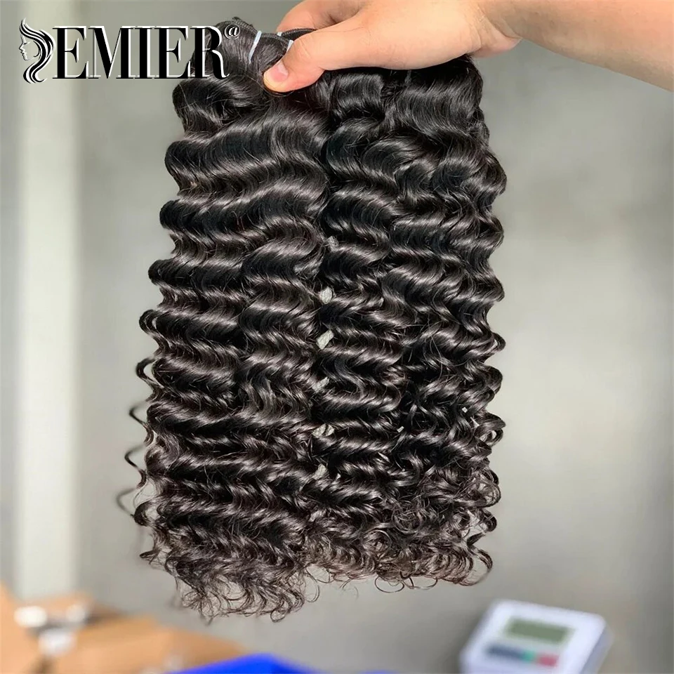 Brazilian Deep Wave Double Drawn Hair Bundles 10"-26" Natural Color 1pc / 3pc Lot Full End Virgin Human Hair Weave