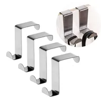 2-20Pcs Drawer Hook Stainless Steel Reversible Over Door Cabinet Cupboard Door Towel Hanger Holder Hook Rack for Office Kitchen