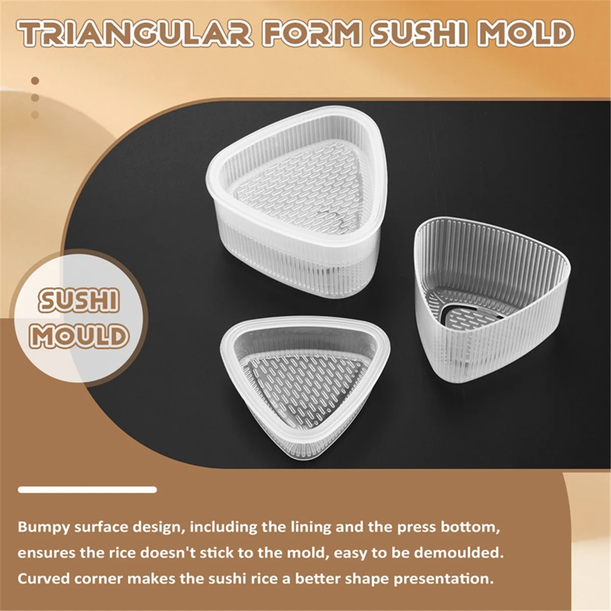 Triangular Sushi Mold, Onigiri Rice Ball Frame, Food Mould, Ferramentas de Decoração, 2 PCs