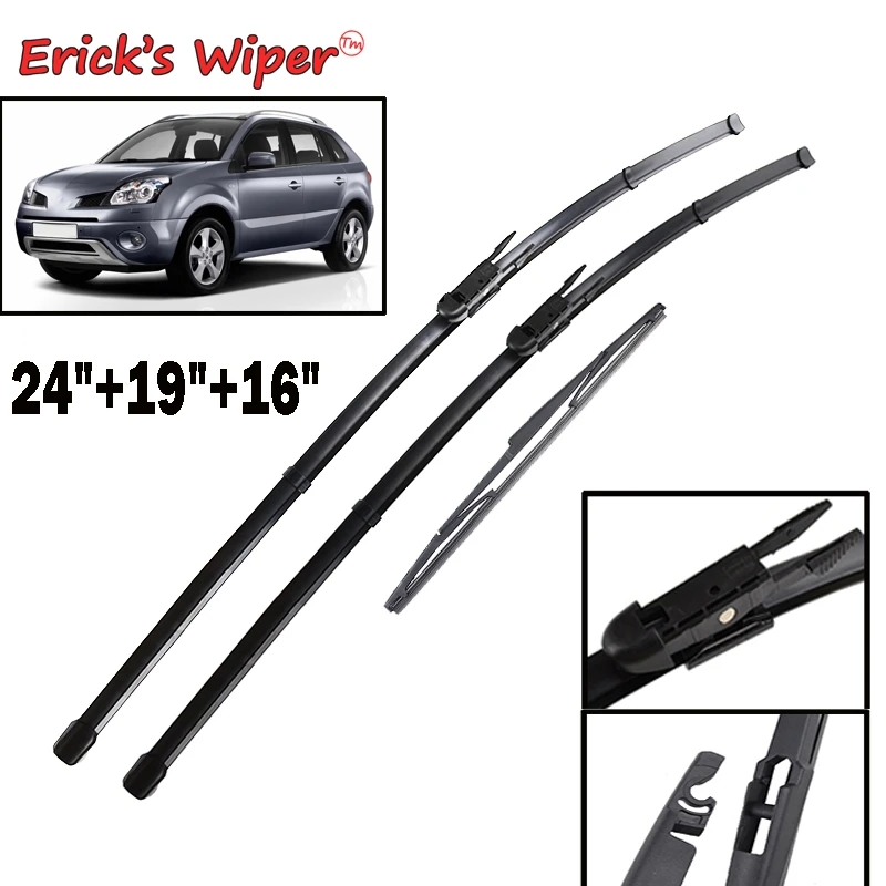 Erick's Wiper Front & Rear Wiper Blades Set For Renault Koleos MK1 2008 - 2015 Windshield Windscreen Window Brushes 24