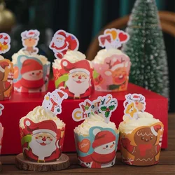 50pc Christmas Panettone Paper Mold Gingerbread Man Muffin Cupcake Paper Cups Santa Claus Cupcake Liners Baking Cup Wrap Navidad