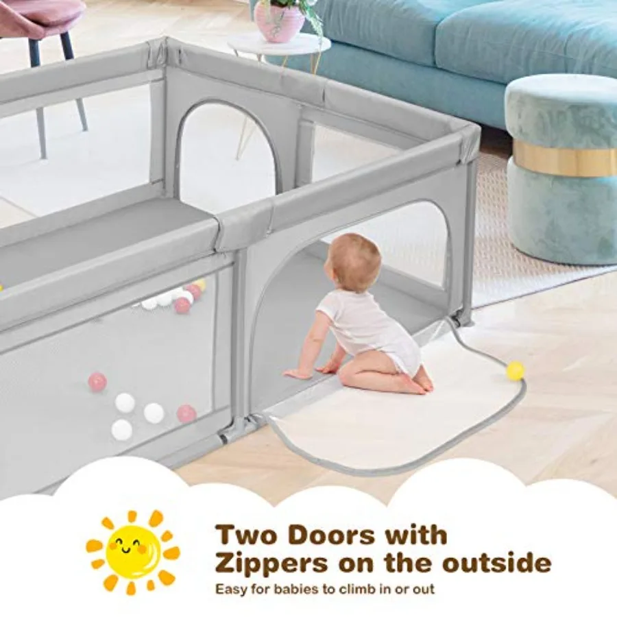 روضة لعب للأطفال الصغار، روضة لعب كبيرة جدًا للأطفال الصغار في الداخل والخارج مع كرات المحيط، مقبض أكواب شفط غير قابلة للانزلاق