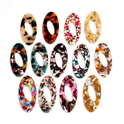 Tortoise Shell Earring Charms,Acetate Acrylic Long Oval Shaped Pendant,Earrings Parts,Big Earring Findings,69x32mm,