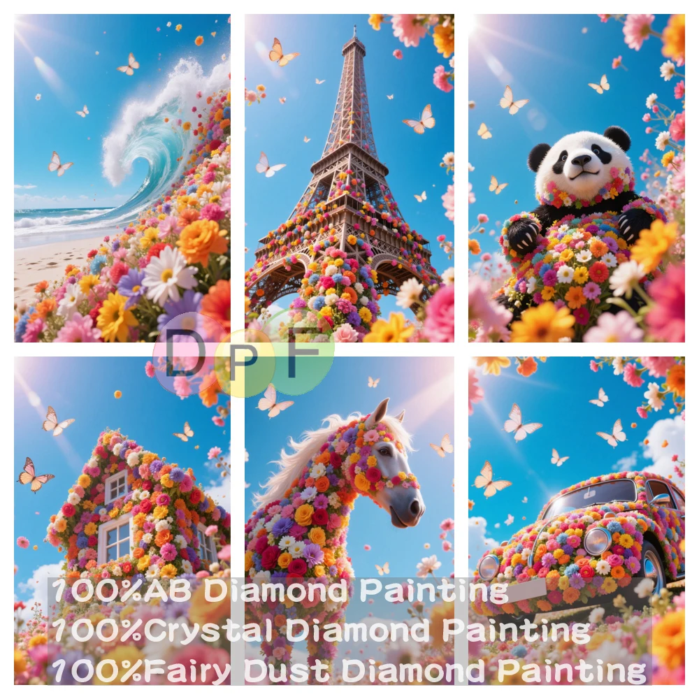

DPF 100% полная фея пыль дрель кристалл AB алмазная живопись цветок морской мир вышивка искусство домашний декор ремесла подарок