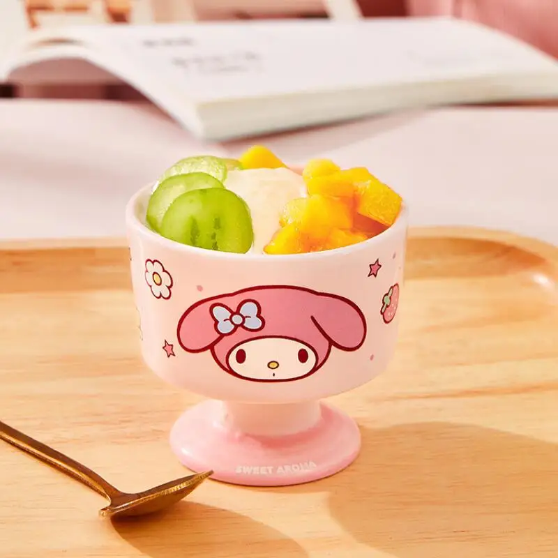 

Sanrio Mug Hello Kitty Cinnamoroll Cartoon Household Good-Looking Cute Stemmed Children Student Pudding Ice Cream Yogurt Cup