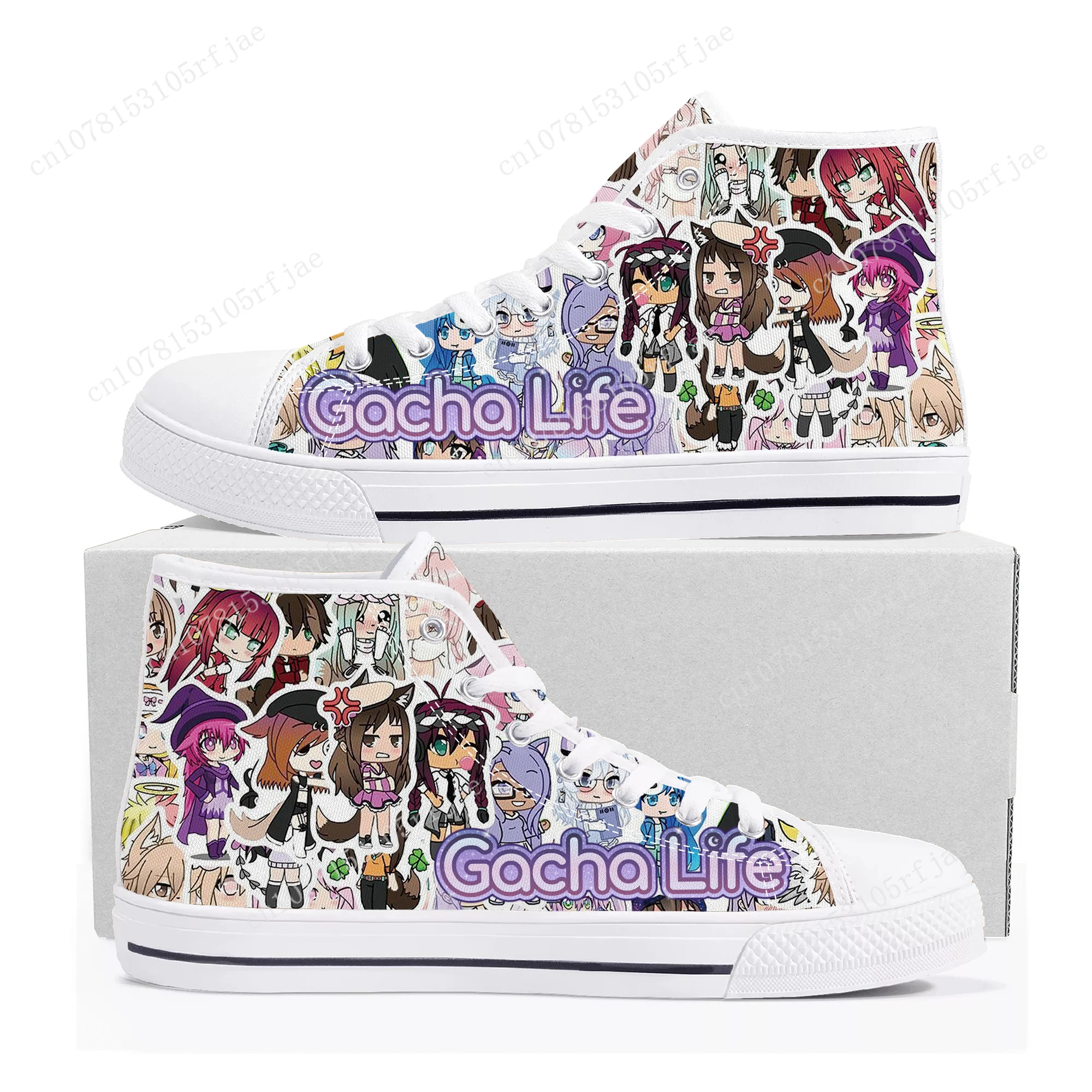 Sapatilhas Gacha Life-Top alta para homens e mulheres, sapatos de lona, jogo de desenhos animados, sapatilha casual sob medida, alta qualidade, moda, quente