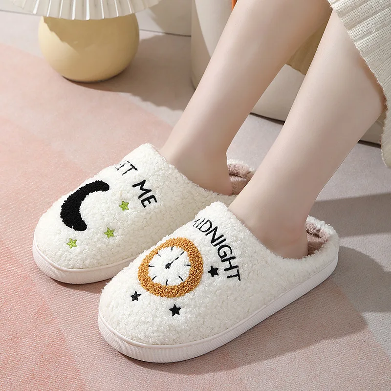 Warm Winter House Slippers Short Plush for Girl Women Cute Fluffy Soft Bedroom Home Ladies Cotton Shoes