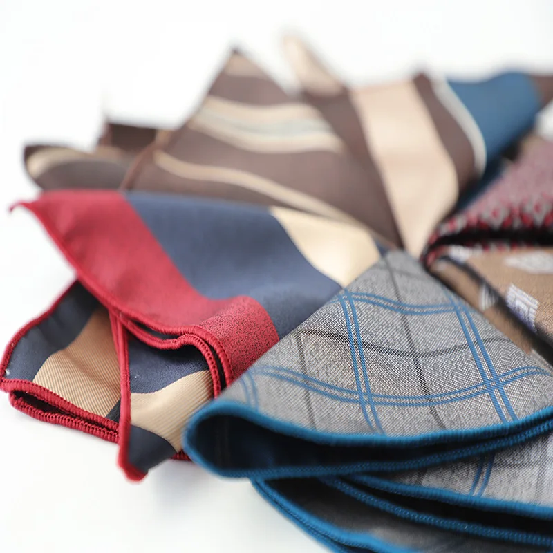 23cm nueva moda a rayas a cuadros bolsillo cuadrado de poliéster Jacquard Floral pañuelo blanco traje bolsillo toalla pañuelo de boda