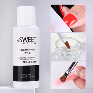 200ml Pembersih Gemuk Kuku Cairan Permukaan Lapisan Lengket Pemoles Gel Penghilang Berlebih Aseton Pembersih Kuku Tambahan Ekstensi Kuku Plus 8 pembersih kuku gel penjualan terbaik - №