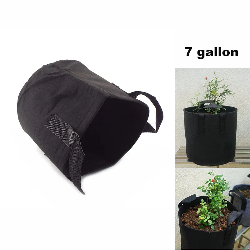 

7 Gallon Fabric Plant Grow Bag Garden Planting Bag With Handle Growing Box Vegetable Potato Round Pot Container