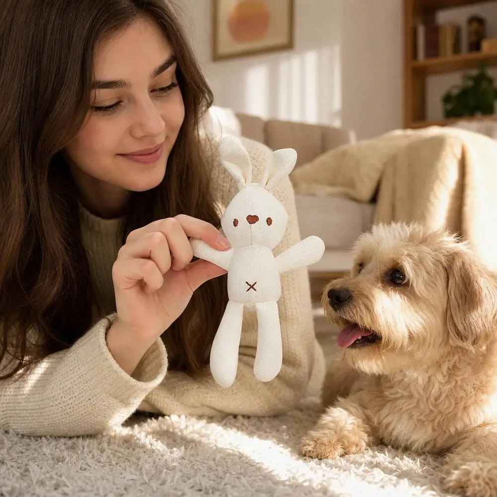 Hasen-Hundespielzeug Bissresistentes Maiskorn-Stoff Kauspielzeug Niedliches Besticktes Haustier-Zahnreinigungsspielzeug für Kleine und Mittelgroße Hunde – Detail 8