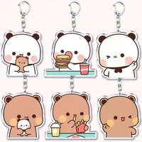 Kawaii Bubu Dudu Keychains Adorable Baby Bear Panda Keyring for Accessories Bag Pendant Key Chain Jewelry Fans Couple Love Gifts