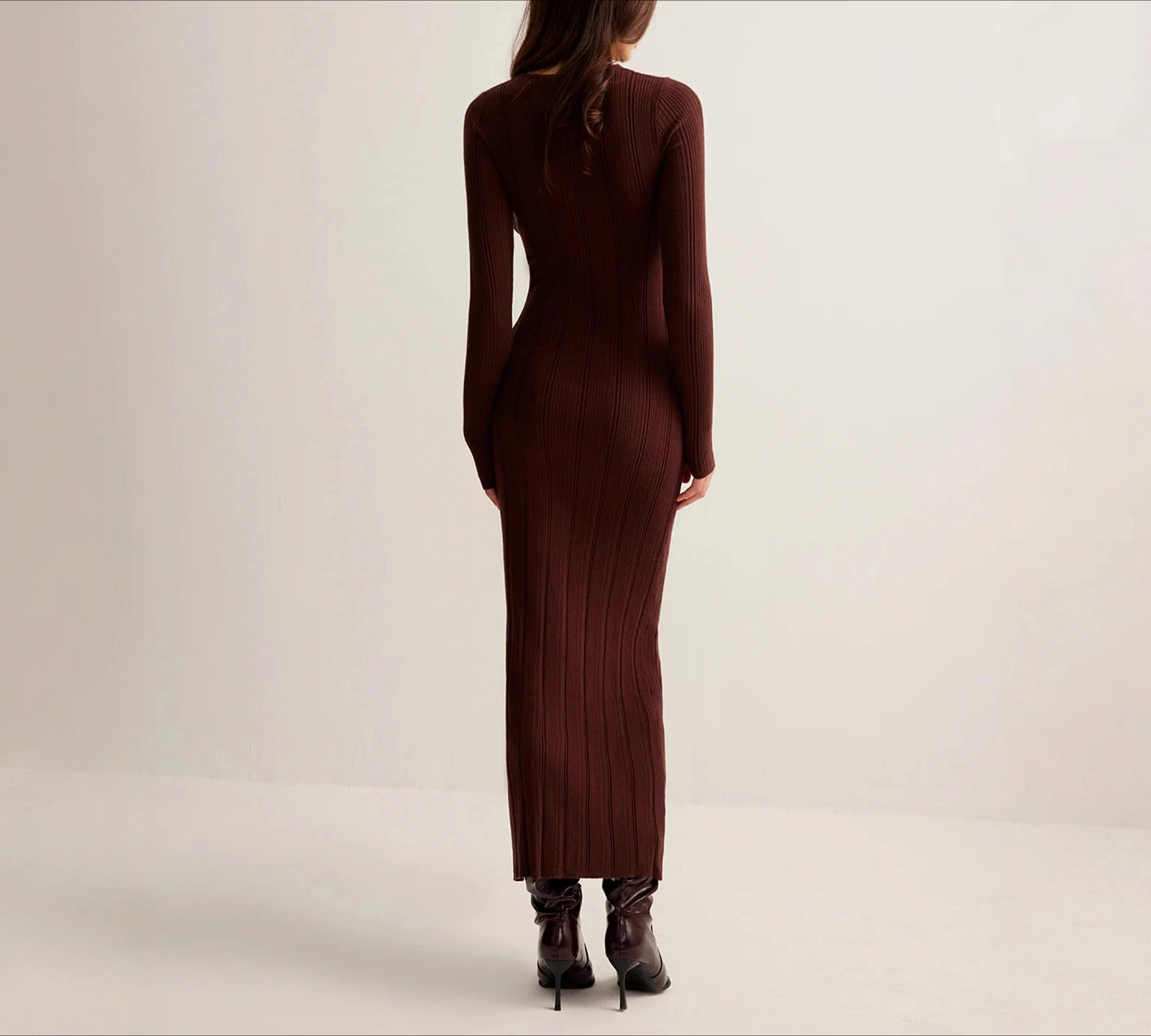 المرأة انقطاع سليم محبوك سترة فستان طويل الشتاء الخريف Bodycon أنيقة عادية الياقة المدورة الزي موضة فساتين بلون