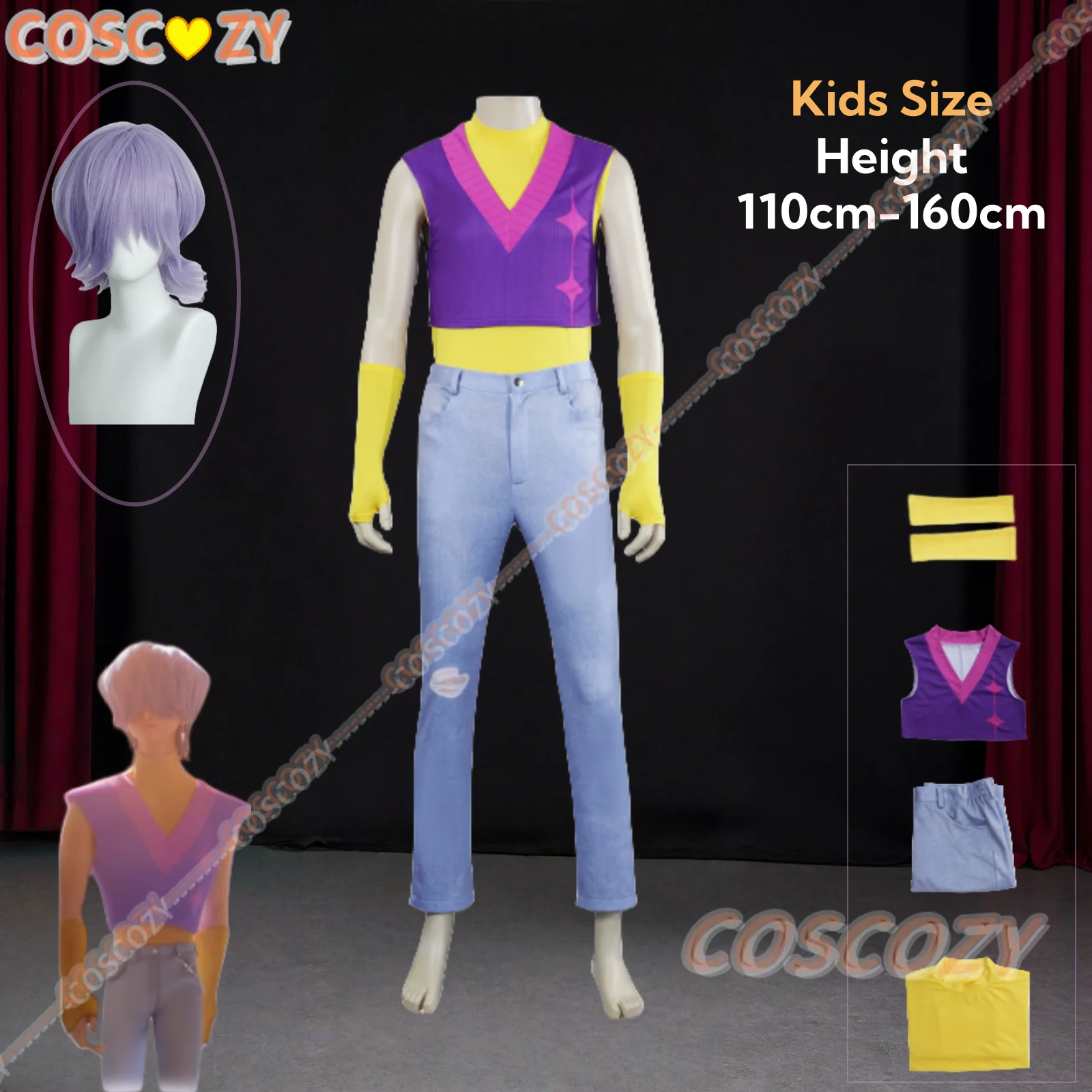 

[Детский размер 110-160 см] Mystery Косплей Костюм Парик Kpop Охотники на демонов Saja Мальчики Мужчины Дети Подарок на Хэллоуин