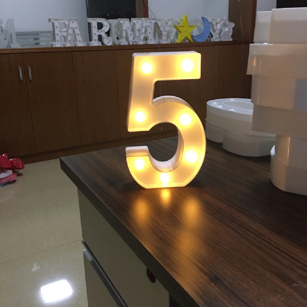 

LED Number Lamp Number 5 Wedding Birthday Party Decoration Romantic Night Light Anniversary Home Decor LED Sign