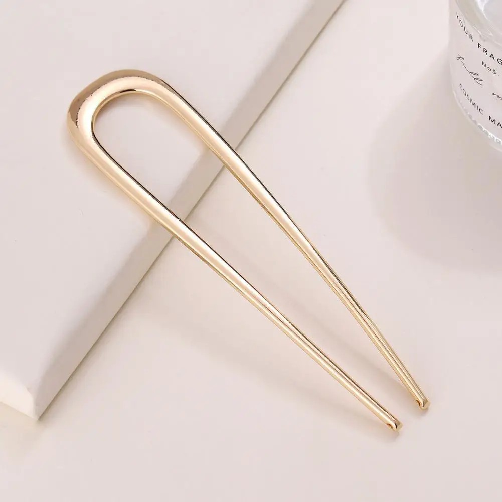 1/2/3Pcs U-shaped Hair Fork Anti-slip HairPin Long Thick Hairs Stick Metal Updo Bun French Hair Pin Hair Accessories