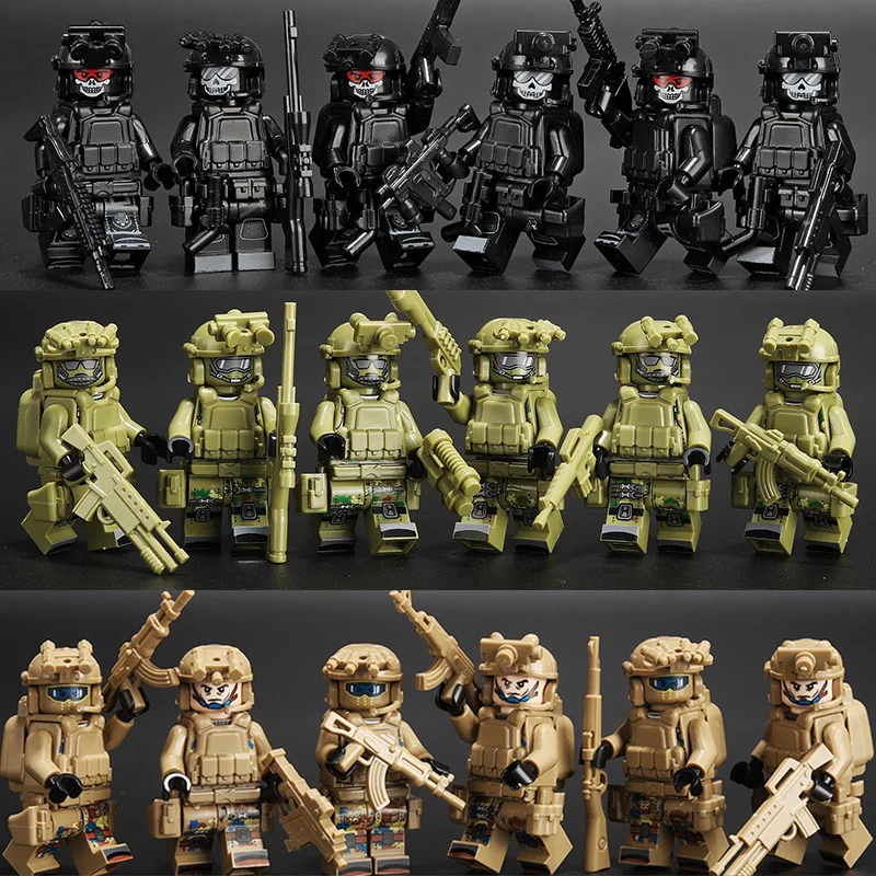 Bloques de construcción militares, Veyron, SWAT, soldados Wolf, fuerzas especiales, fantasmas, soldados SWAT y juguetes para llevar consigo. regalo