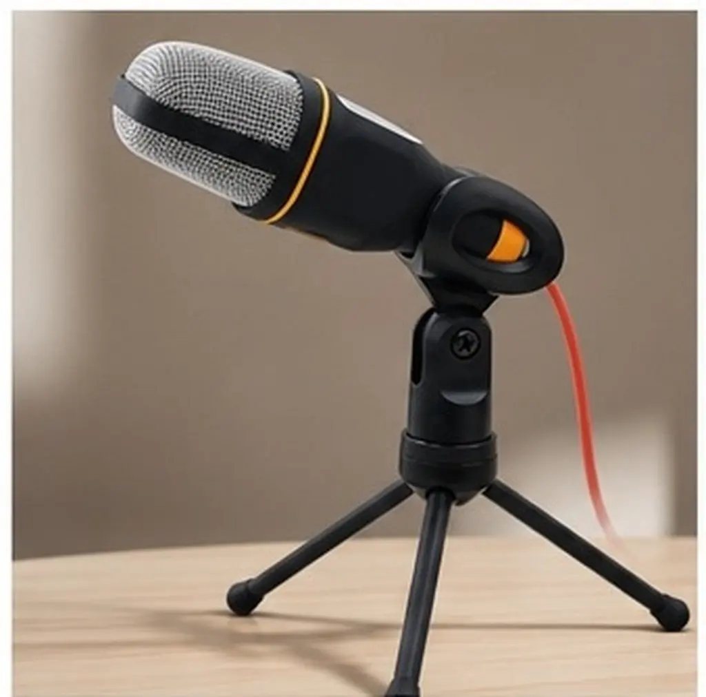 Mic Wired Condenser Microphone - Sound for Skype Msn Qq Karaoke Pc Laptop Clip Holder Stand Black -666