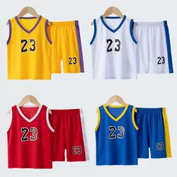 Summer CHILDREN'S Basketball Suit Boys and Girls Sports Vest Shorts Suit 23rd Handsome Boys and Students Vest Suit