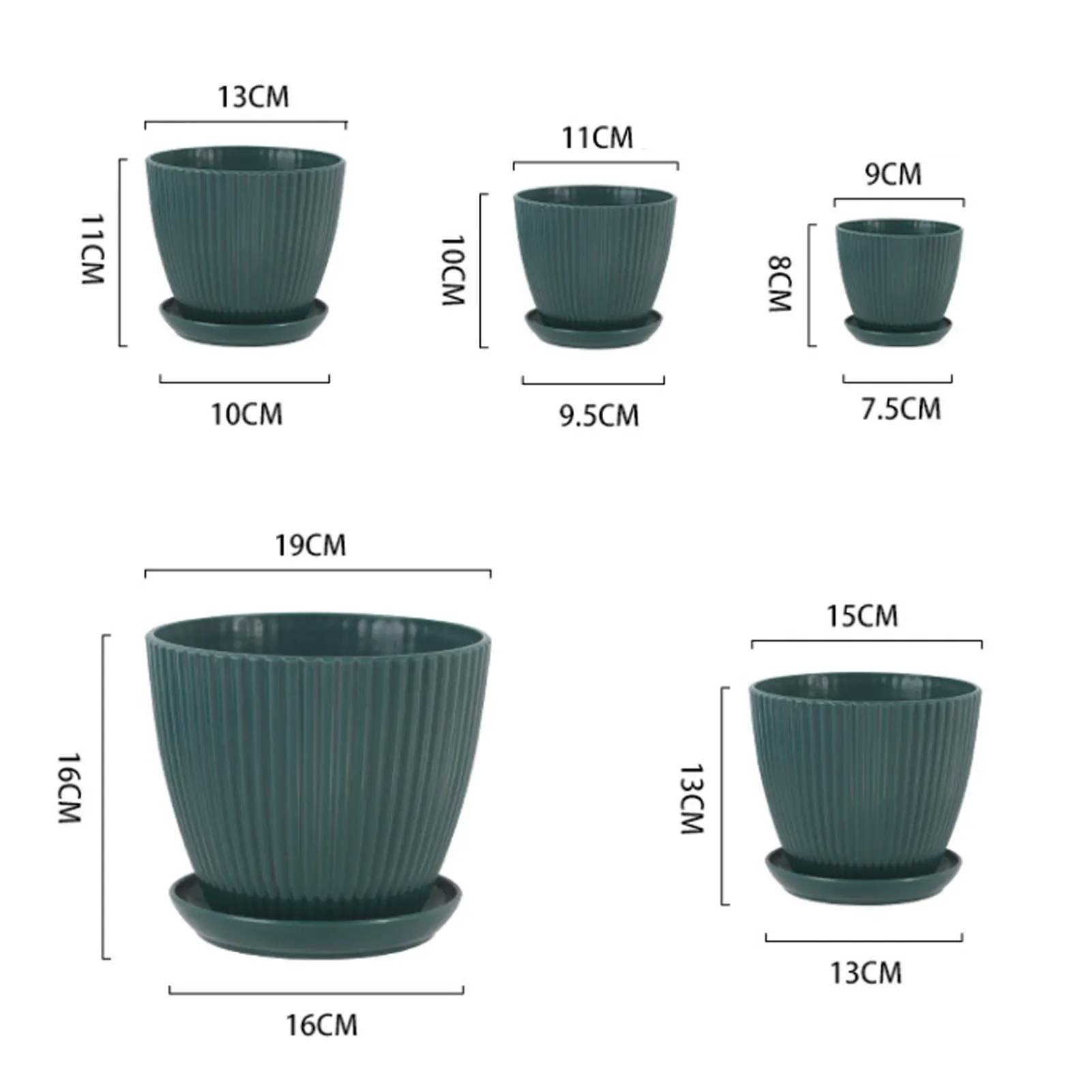 Solid Resin Planter Garden Pot with Two Drainage Holes for Living Room Office Patio