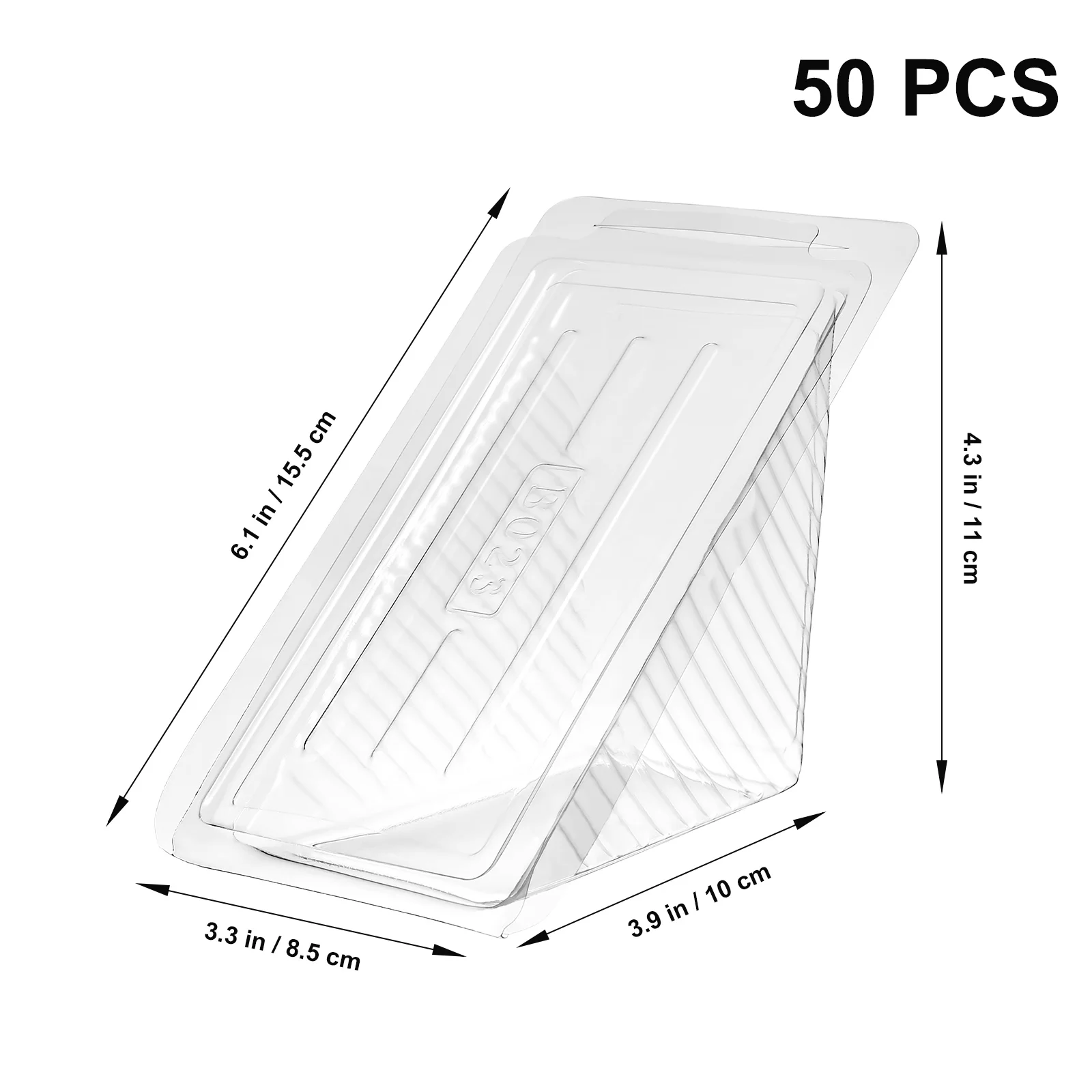 50 Pcs Bread Container Packing Box Triangle Food Sandwich Case Cake Transparent