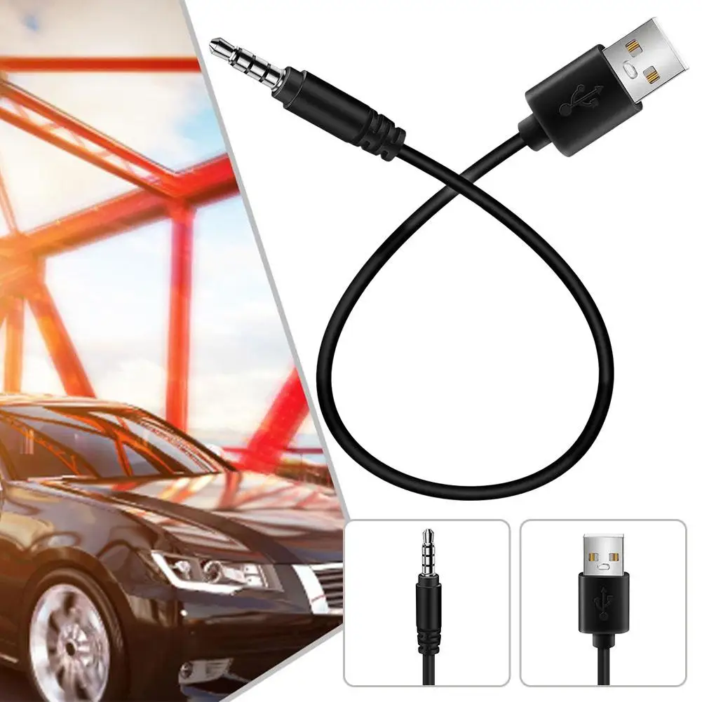 Wtyczka 3,5 mm AUX Audio Jack na USB 2.0 męski kabel ładowarki Adapter do samochodu MP3 USB kabel konwersyjny