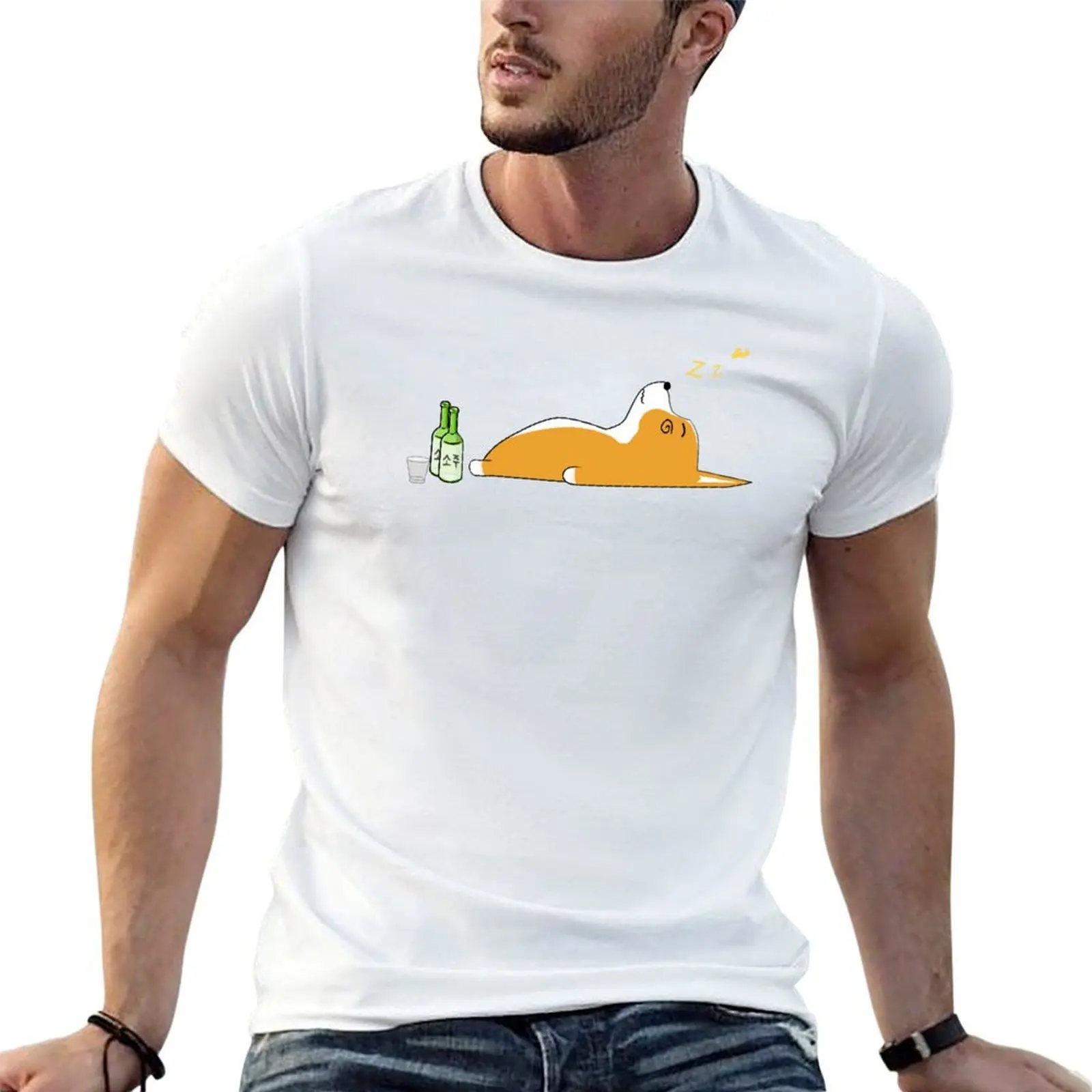 Corgi Nightlife Soju T-Shirt t shirts for man pack cotton t shirts for man cotton T-Shirt