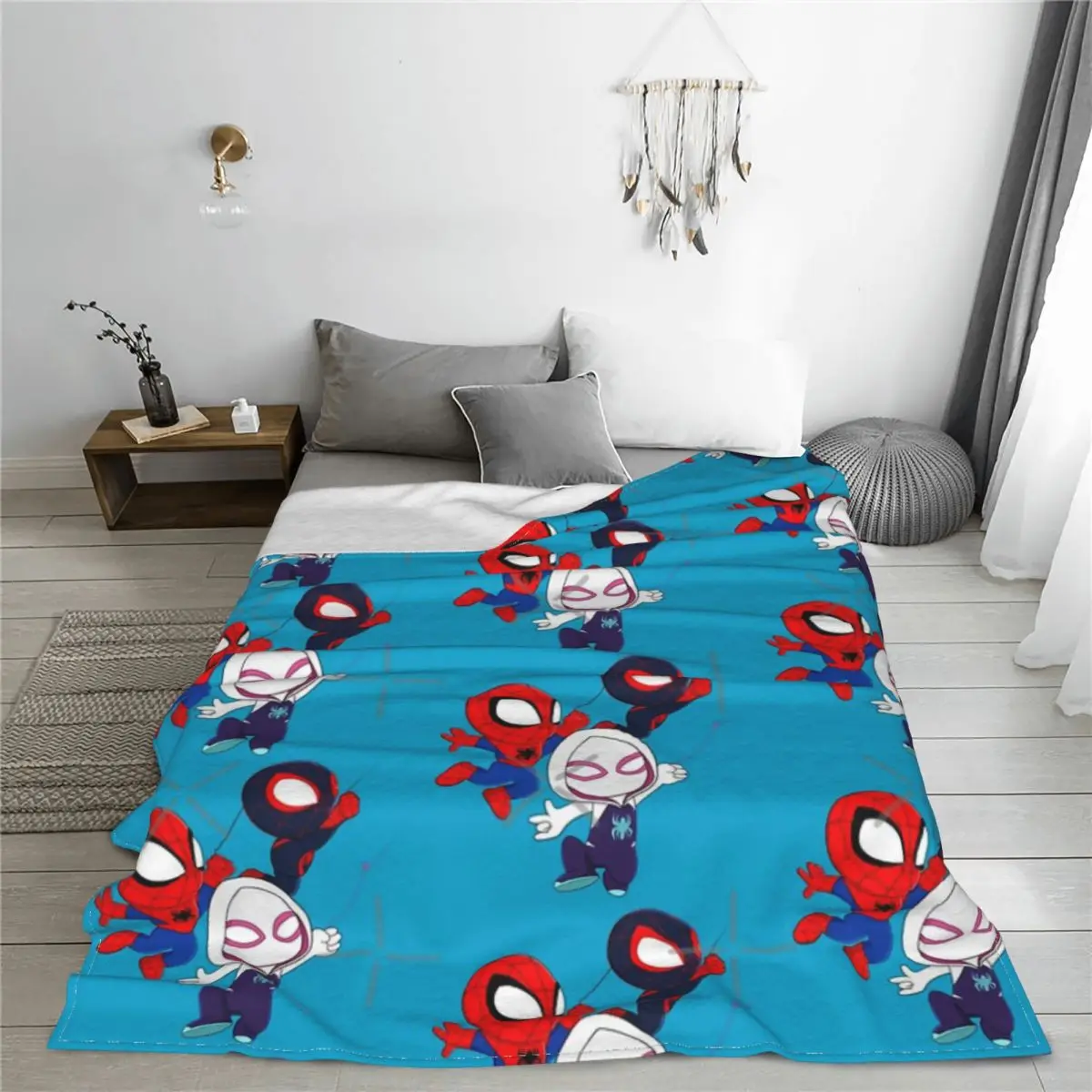 Cartoon Spiders Ghost Cute Baby Spidey Girl Amazing Friends Cartoon Ghost Blanket Bedspread On The Bed Quilt Sofa Cover King