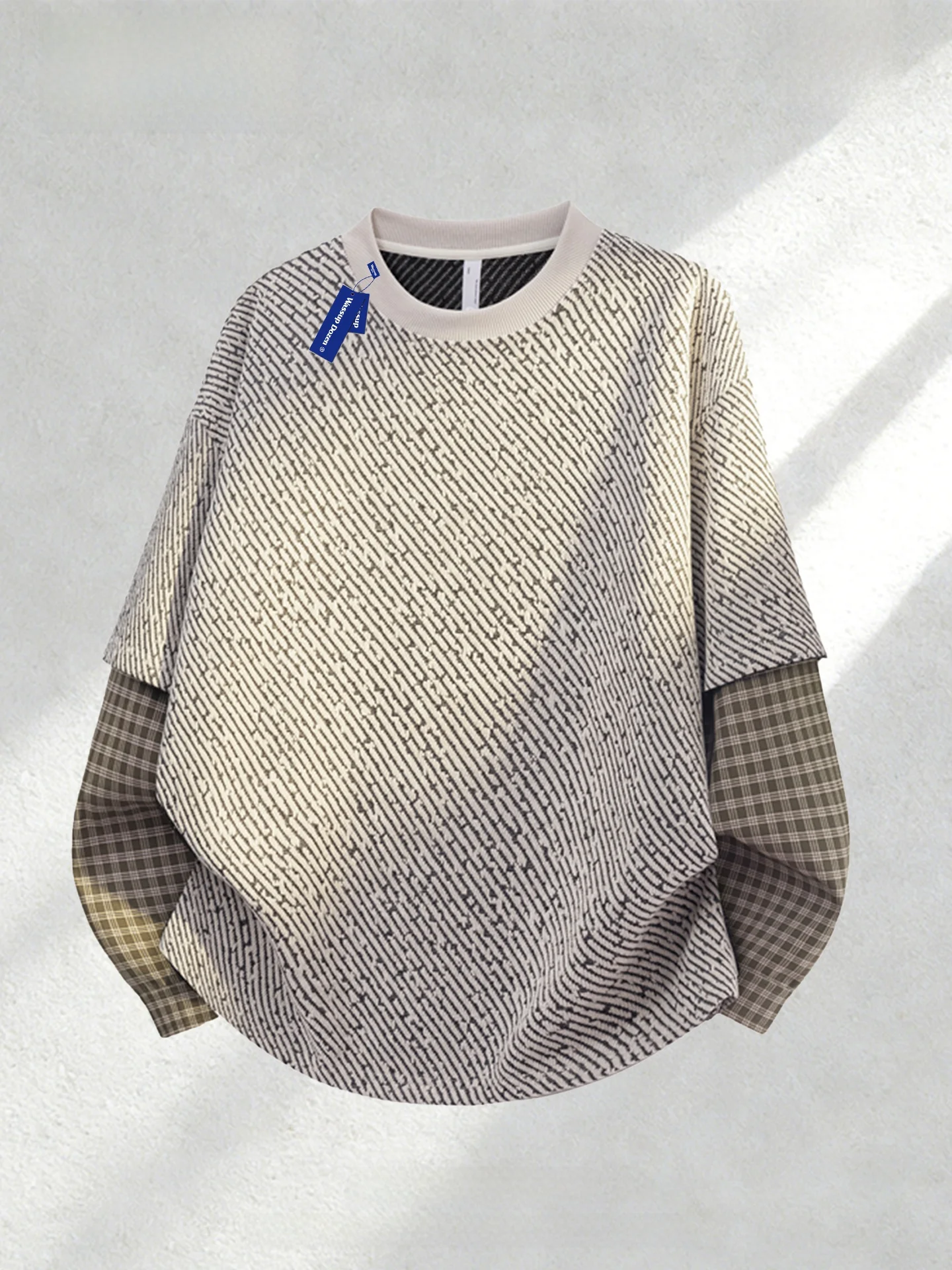 

Мужская толстовка Wassup Dozen Spring Casual с круглым вырезом, вышивкой, цветными блоками и полосками, удобная, дышащая, из полиэстера