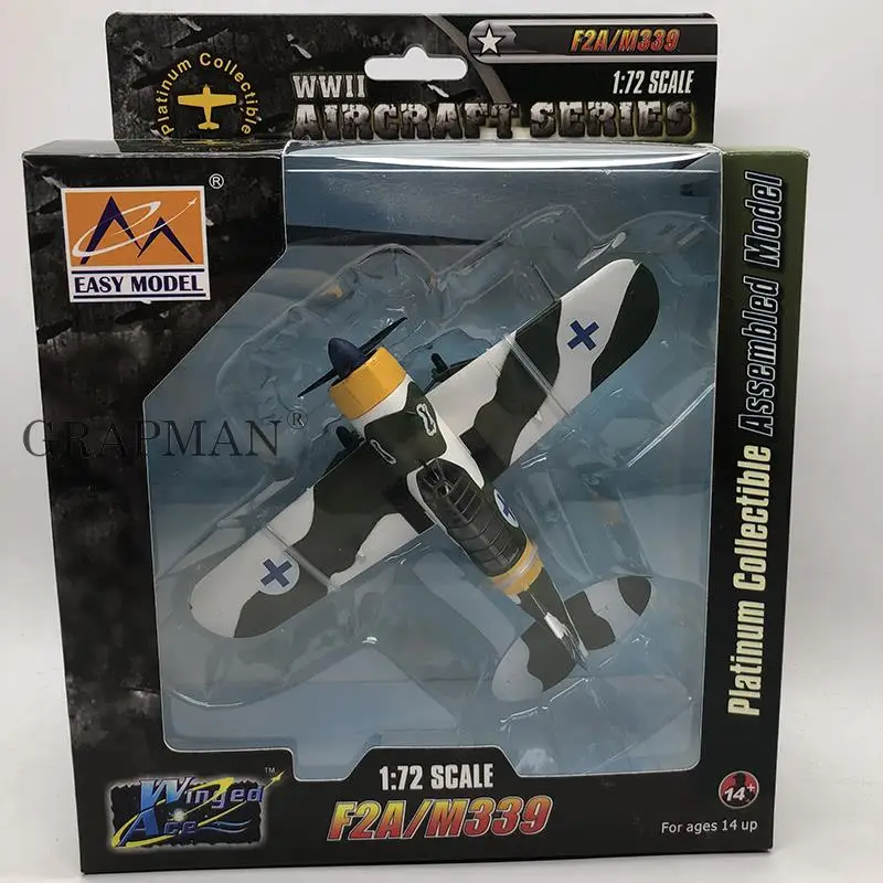 

1/72 WWII USA F2A/M339 Fighter With Bracket Platinum Collectiible Assembled Model Finished Model Easymodel Toy